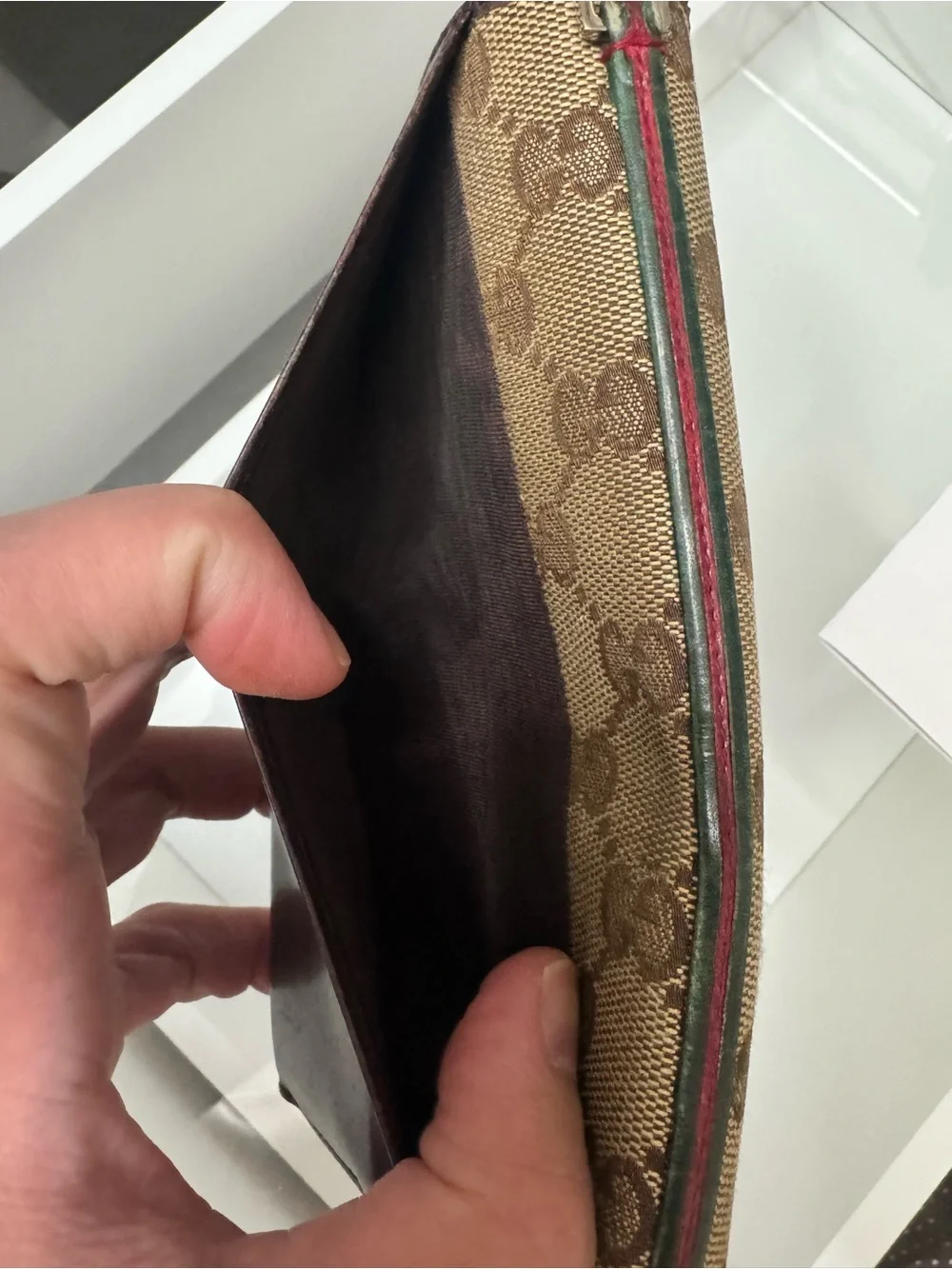 Gucci Brown GG Monogram Zip Around Card Holder Wallet